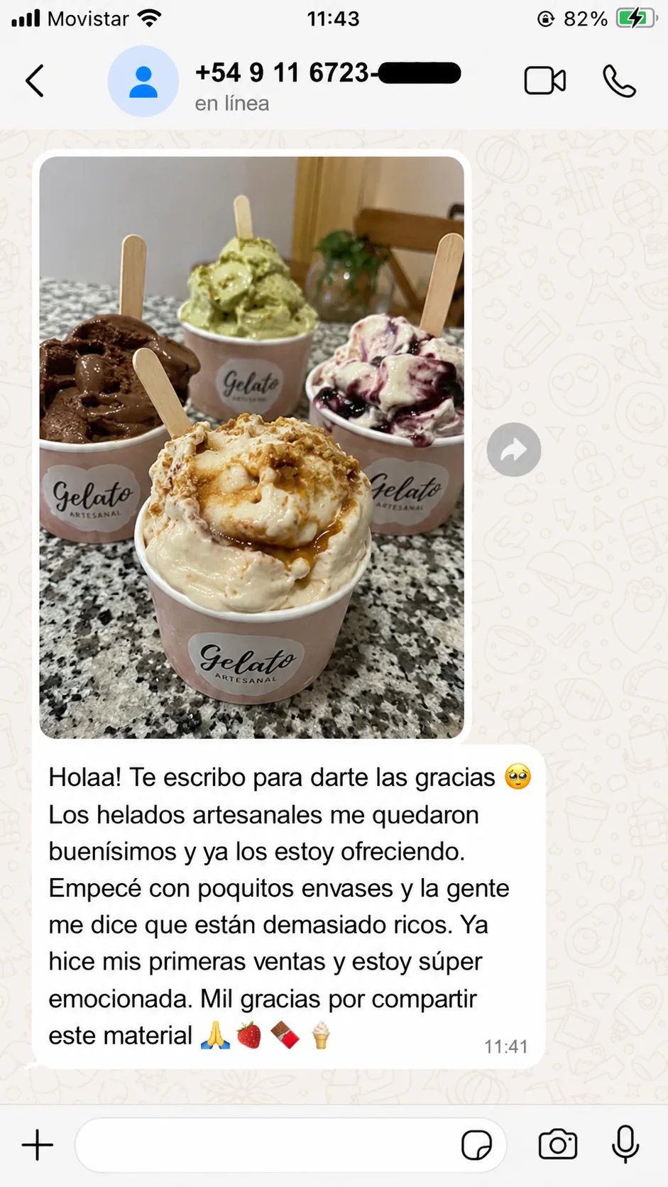 Testimonio real por WhatsApp de cliente 3